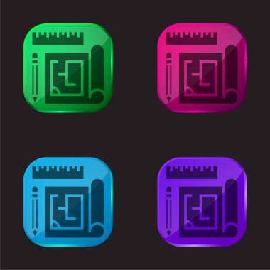 Dört renkli cam simge planı