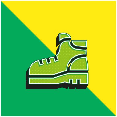 Çizmeler Yeşil ve Sarı Modern 3D vektör simgesi logosu