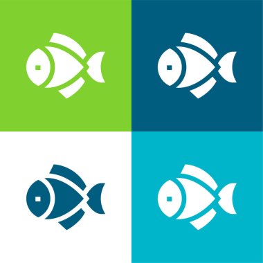 Büyük Balık Düz 4 renk simgesi seti