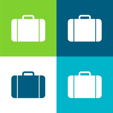 Siyah Yük Aracı Düz Düz Dört renk simgesi seti