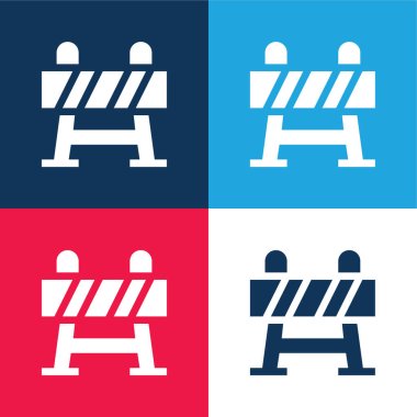 Barrier blue and red four color minimal icon set clipart