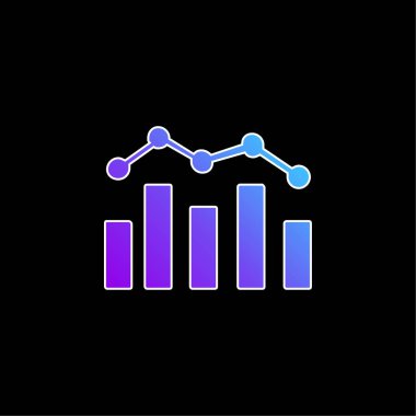 Bar Chart And Polyline blue gradient vector icon clipart