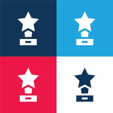 Ödül mavi ve kırmızı dört renk en düşük simge kümesi