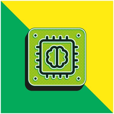 Yapay Zeka Yeşil ve Sarı 3D vektör simgesi