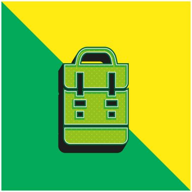 Sırt çantası yeşil ve sarı modern 3d vektör simgesi logosu