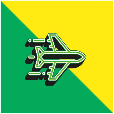 Uçak Yeşil ve Sarı Modern 3D vektör simgesi logosu