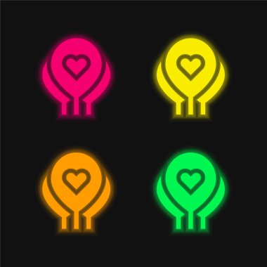 Dört renkli balonlar parlayan neon vektör simgesi