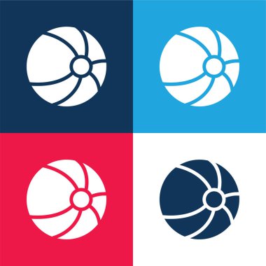 Top mavi ve kırmızı dört renk minimal simge kümesi