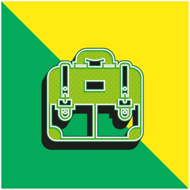 Evrak çantası Yeşil ve sarı modern 3d vektör simgesi logosu