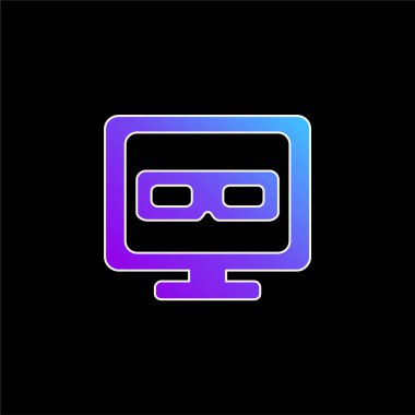 3D Televizyon mavi eğimli vektör simgesi