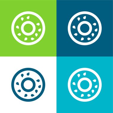 Bagel Düz 4 renk simgesi seti