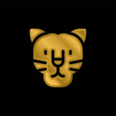 Black Panther gold plated metalic icon or logo vector