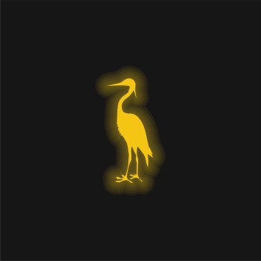 Kuş Turna Şekli Sarı parlak neon simgesi