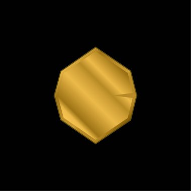 Siyah Sekizgen Altın Kaplama Metal Simge veya logo Vektörü