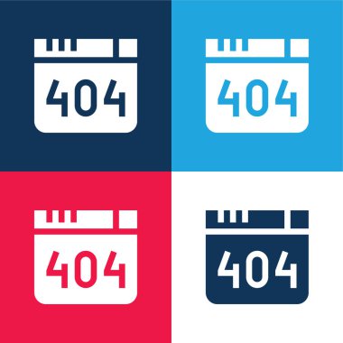 404 Error blue and red four color minimal icon set clipart