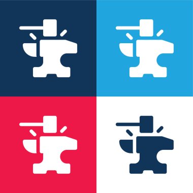 Anvil blue and red four color minimal icon set clipart