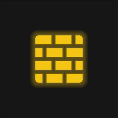 Tuğlalar sarı parlak neon simgesi
