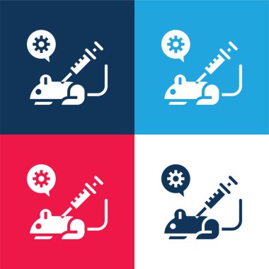 Animal Testing blue and red four color minimal icon set clipart