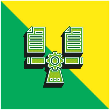 Yeşil ve sarı dengeli modern 3d vektör simgesi logosu