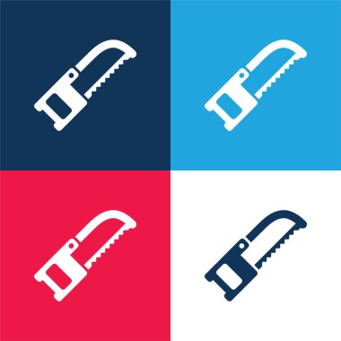 Band Saw blue and red four color minimal icon set clipart