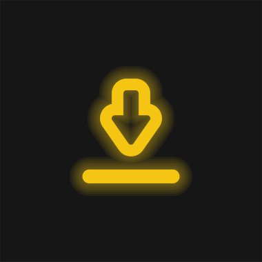 Büyük İndirme Arrow sarı parlayan neon simgesi