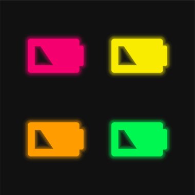 Pil dört renk parlayan neon vektör simgesi