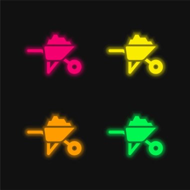 Yapı Malzemeleri Barrow dört renk neon vektör simgesi