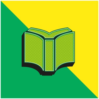 Siyah Kapak Kitabı Geri Görünüm Yeşil ve Sarı 3D vektör simgesi logosunu açtı