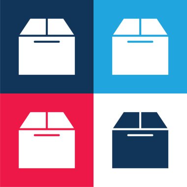 Kutu mavi ve kırmızı dört renk minimal simge kümesi