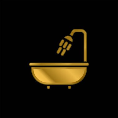 Küvet altın kaplama metalik simge veya logo vektörü