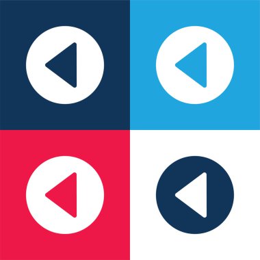 Arka Sol Ok Dairesel Düğmesi mavi ve kırmızı dört renk minimal simgesi seti