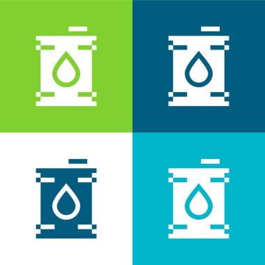 Barrel Flat four color minimal icon set clipart