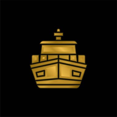 Boat gold plated metalic icon or logo vector clipart