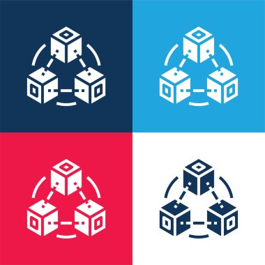 Blokzincir mavi ve kırmızı dört renk en küçük simge kümesi