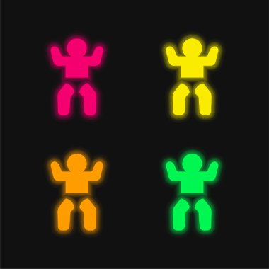 Bebek Tuvaleti 4 renkli parlayan neon vektör simgesi