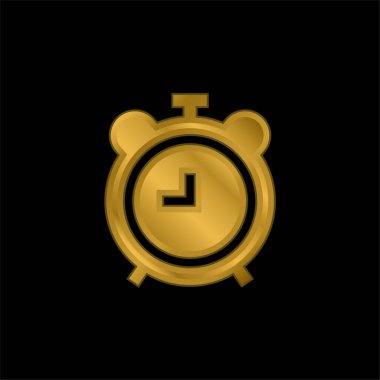 Alarm altın kaplamalı metalik simge veya logo vektörü