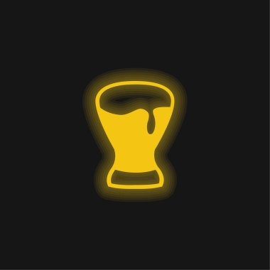Bira kadehi sarı parlak neon ikon