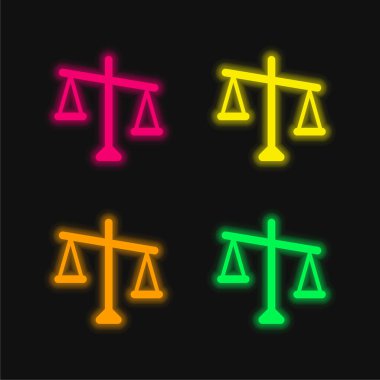 Dört renk parlayan neon vektör simgesi dengesi