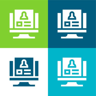Background Check Flat four color minimal icon set clipart