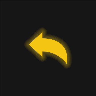 Back yellow glowing neon icon clipart