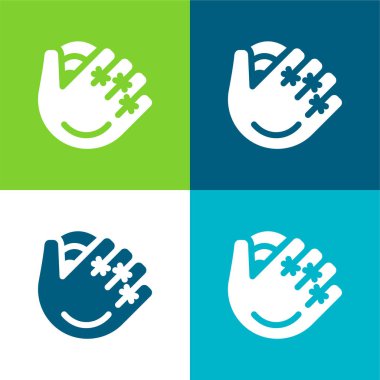 Beyzbol Eldiveni Düz 4 renk minimal simgesi