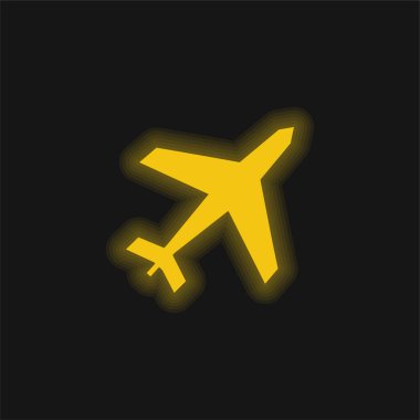 Uçak sarı, parlayan neon simgesi