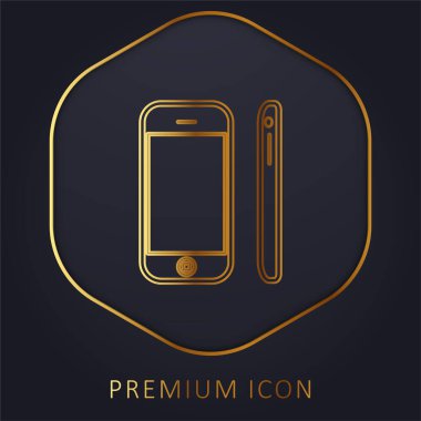 Apple Iphone Mobile Tool Views From Front And Side golden line premium logo or icon clipart