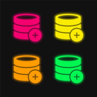 Add four color glowing neon vector icon clipart