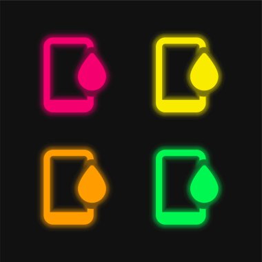 Uygulama dört renk parlayan neon vektör simgesi