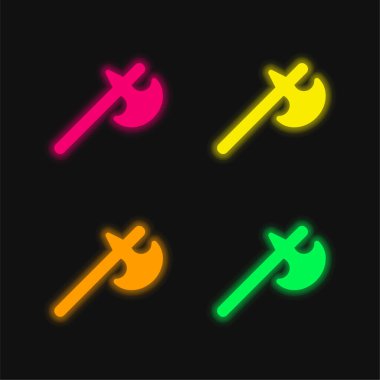 Battle Axe dört renk parlayan neon vektör simgesi