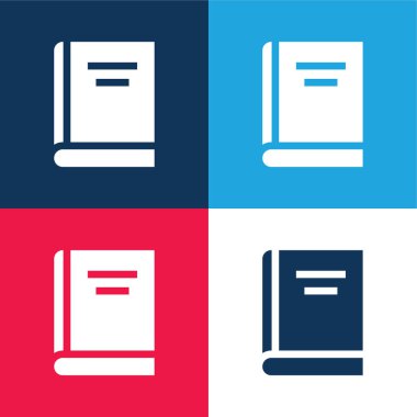 Kitap mavi ve kırmızı dört renk en küçük simge seti