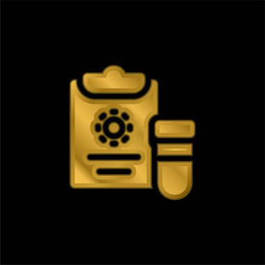 Kan testi altın kaplama metalik simge veya logo vektörü