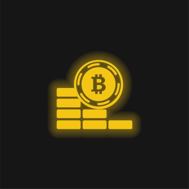 Bitcoin Sikkesi Sarı parlak neon simgesinden aşağı iniyor