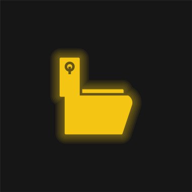 Bathroom yellow glowing neon icon clipart